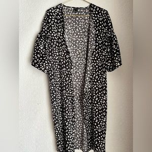 Black and white long kimono